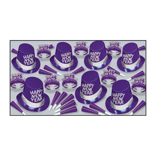 Beistle Silver & Purple New Year Passion Party Favor Kit for 50